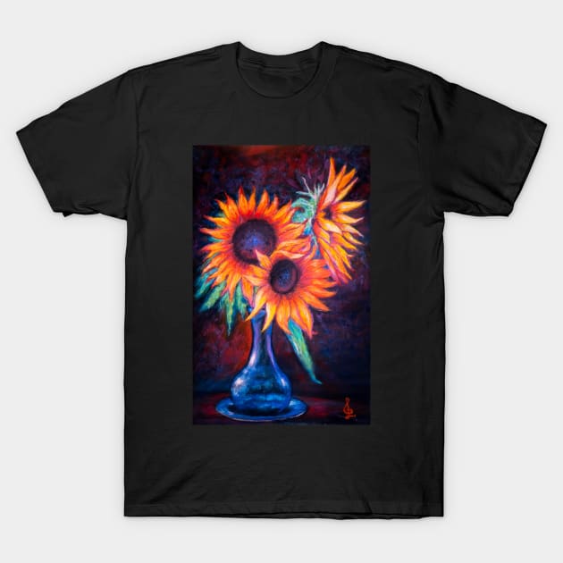 Pastel Painting - Sunflowers still life T-Shirt by redwitchart